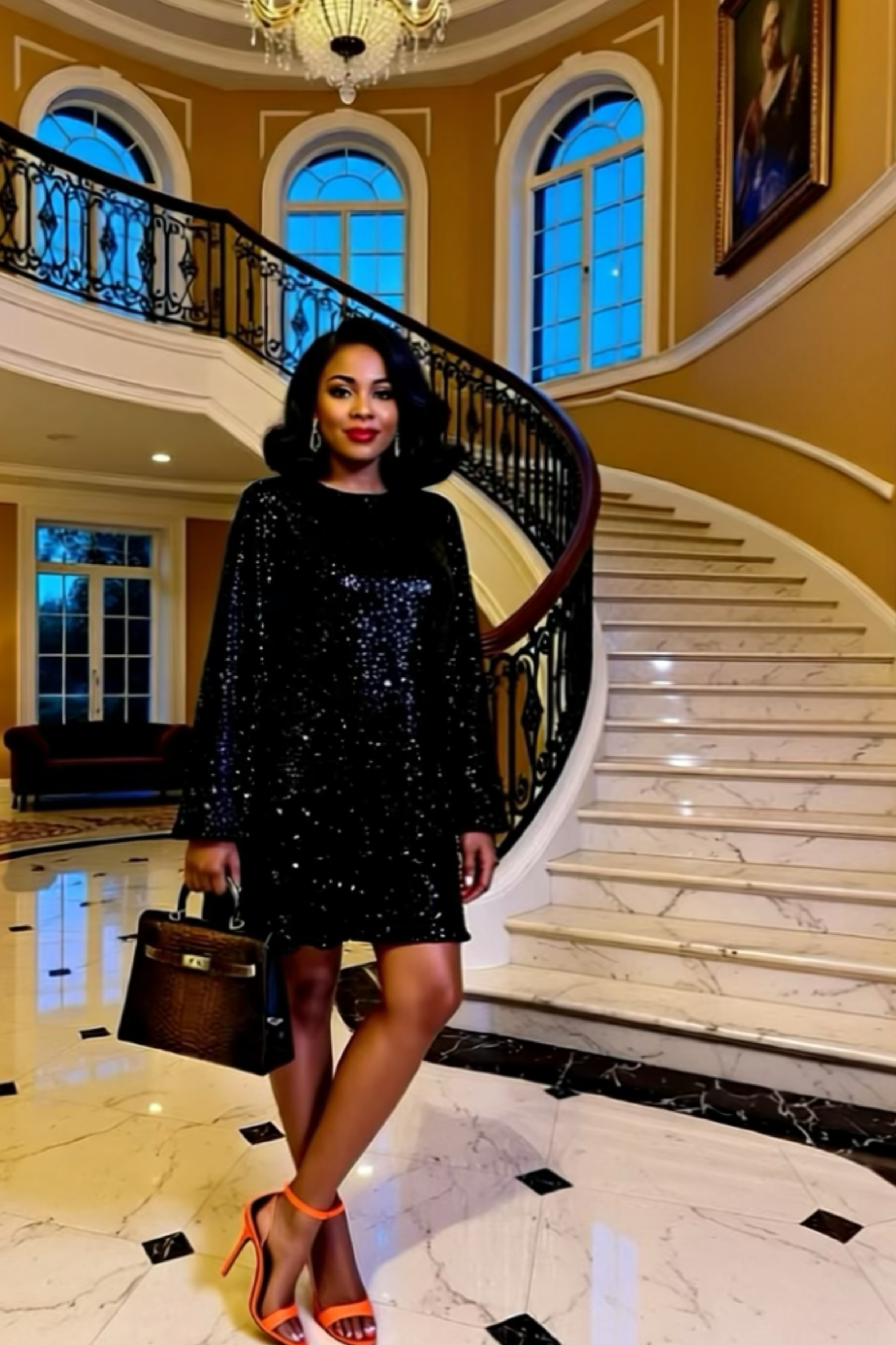 Vince Camuto Sparkle & Shine Sequin Dolman Shift Dress